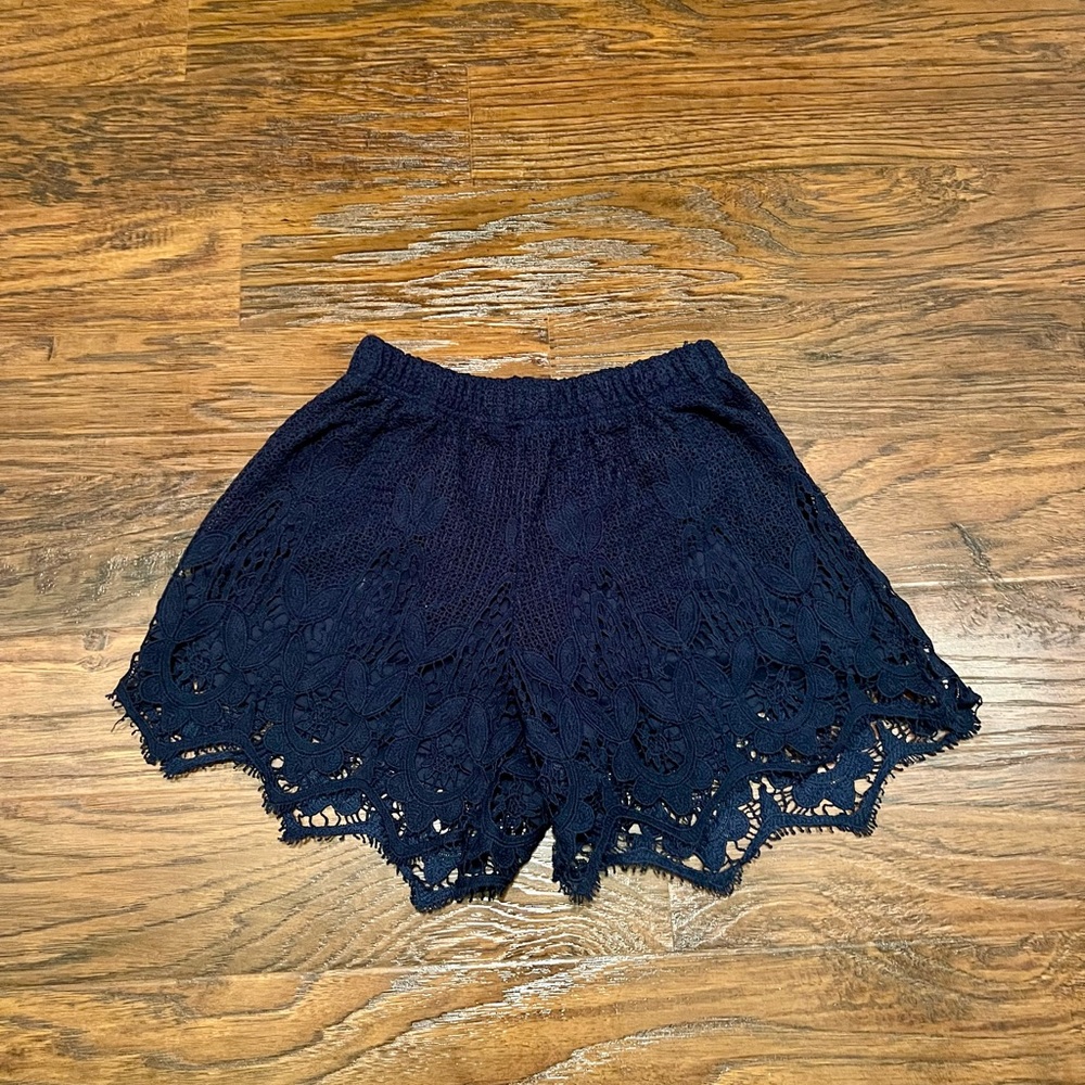 Ko Ko Ailis 100% Cotton Navy Lace Women's Shorts